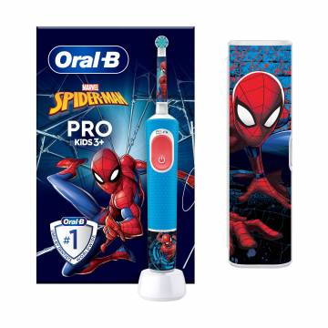 Электрическая зубная щетка Oral-B Pro Kids Человек-Паук, с футляром, от 3 лет Электрическая зубная щетка Oral-B Pro Kids Человек-Паук, с футляром, от 3 лет