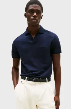 Мужское темно-синее поло COTTON LINEN TERRY Синий M Tommy Hilfiger MW0MW38483