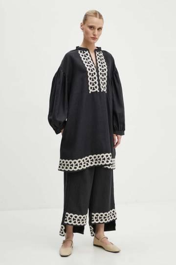 Льняное платье By Malene Birger LIMONNA цвет чёрный mini расклешённое Q70967008 Льняное платье By Malene Birger LIMONNA цвет чёрный mini расклешённое Q70967008