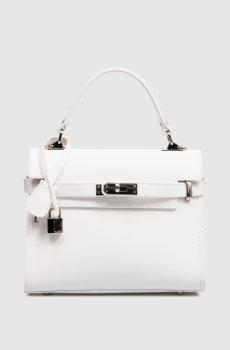 Белая кожаная сумка-сетчел Ruga