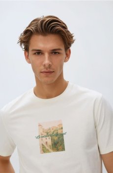 Reserved - Футболка regular fit з мерсеризованої бавовни - кремовий - 486IW-01X