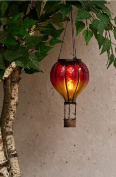 Підвісна сонячна садова лампа у формі повітряної кулі - червоний