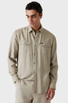 Мужская бежевая рубашка Бежевый S Guess M5YH26.WHF70;G9I0