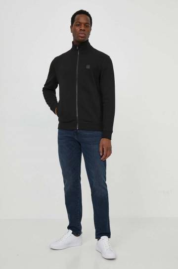 Хлопковая кофта BOSS Orange мужская цвет чёрный однотонная 50511709 Хлопковая кофта BOSS Orange мужская цвет чёрный однотонная 50511709