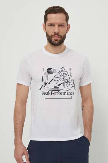 Футболка Peak Performance мужской цвет белый с принтом Футболка Peak Performance мужской цвет белый с принтом