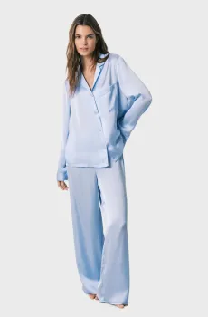 Женская голубая пижама (рубашка, брюки) Голубой M womensecret 2543703
