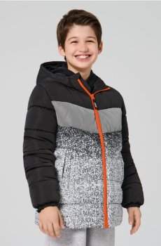 Утеплена куртка з капюшоном - чорний