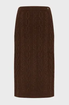 Женская коричневая шерстяная юбка cable Коричневый M Karl Lagerfeld A4W12013