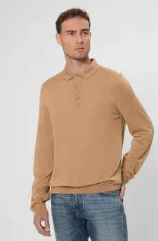 Мужское бежевое шерстяное поло Бежевый S BOSS 50476355;260