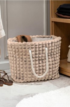 Стьобаний кошик для зберігання з ручками - кремовий