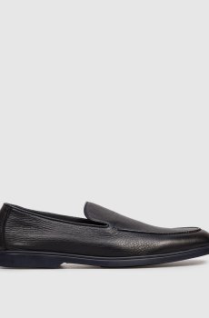 Синие кожаные лоферы с логотипом