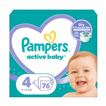 Подгузники Pampers Active Baby размер 4 (9-14 кг), 76 шт Подгузники Pampers Active Baby размер 4 (9-14 кг), 76 шт