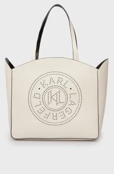 Женская белая кожаная сумка K CIRCLE LG TOTE PERFORATED Белый ONESIZE Karl Lagerfeld 241W3068