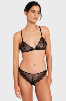 Женские черные трусики-танга ROSACE Черный S Etam 6546337