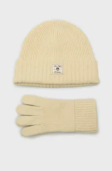Женский набор аксессуаров (шапка, перчатки) WOOL BEANIE GLOVES GIFT SET Белый ONESIZE Gant 4998014