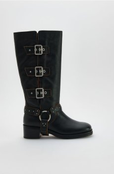 Reserved - Шкіряні байкерські чоботи - чорний - 710FE-99X