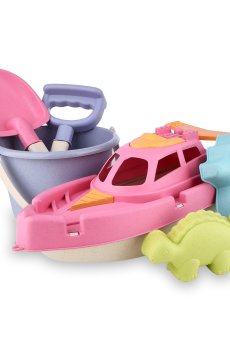 Набор для игры с песком ranxian с катером, 6 предметов, синее ведерко и розовый корабль, от 3 лет (RX789-198)