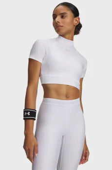 Женский белый топ HeatGear Crop Mock SS-WHT Белый XL Under Armour 6010006-100