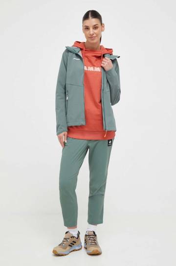 Кофта Mammut ML Hoody Logo женская цвет розовый с капюшоном с аппликацией Кофта Mammut ML Hoody Logo женская цвет розовый с капюшоном с аппликацией