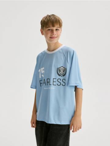 Reserved - Швидковисихаюча футболка з принтом - світло-блакитний - 076FH-50X