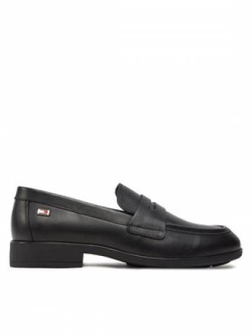 Tommy Hilfiger Сліпери Flag Leather Classic Loafer FW0FW08030 Чорний Tommy Hilfiger Сліпери Flag Leather Classic Loafer FW0FW08030 Чорний