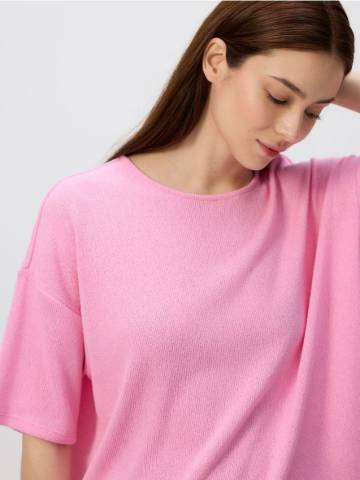 Reserved - Вязана футболка з віскози - рожевий - 986ED-30X Reserved - Вязана футболка з віскози - рожевий - 986ED-30X