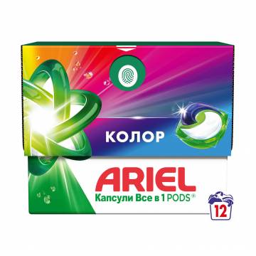 Капсулы для стирки ARIEL All-in-1 Pods Color Все-в-1, для цветных вещей, 12 стирок, 12 шт