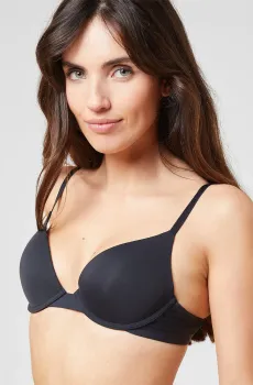Женский черный бюстгальтер пуш-ап глубокое декольте PURE FIT WE CARE Черный 75C Etam 6538327