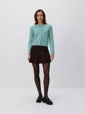 Reserved - Плісировані шорти-спідниця - темно коричневий - 473FM-89M