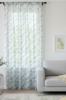 Штора з квітковим візерунком на люверсах - свіжий зелений