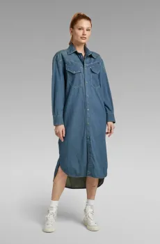 Женское синее джинсовое платье Long Western Shirt Dress EV Синий XS G-Star RAW D22983,D306
