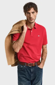 Мужское красное поло REG SHIELD SS PIQUE POLO Красный M Gant 2210
