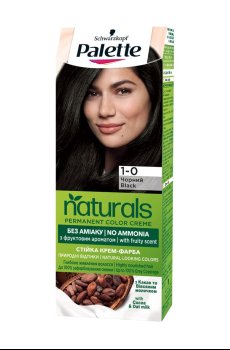 Безаммиачная краска для волос Palette Naturals Permanent Color Creme, 1-0 Черный, 110 мл