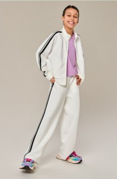 Спортивна кофта-бомбер з домішкою віскози - кремовий