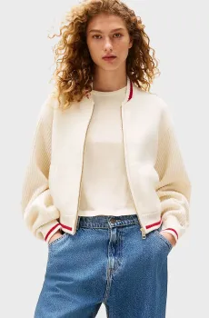 Женский бежевый шерстяной кардиган TH х SRG Бежевый XS Tommy Hilfiger WW0WW46112