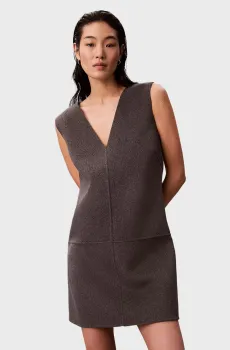 Женское темно-серое шерстяное платье Doubleface Серый 4 Calvin Klein LV044D017G