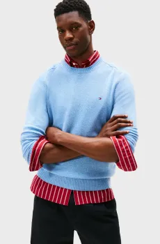 Мужской голубой шерстяной джемпер CREW Голубой XL Tommy Hilfiger MW0MW36535