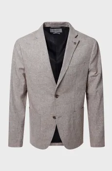 Мужской бежевый льняной пиджак в клетку Бежевый 48 Pierre Cardin PC.-C4 42270.9030