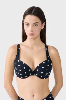 Женский черный лиф от купальника в горошек POLKY Черный 75C Etam 6552782