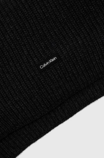 Шерстяной шарф Calvin Klein цвет серый меланж Шерстяной шарф Calvin Klein цвет серый меланж