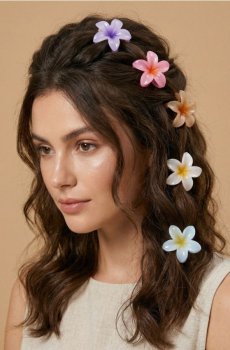 Шпильки для волосся з квітами 6 pack - різнобарвний