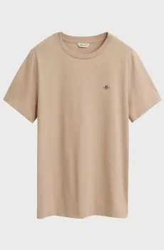 Женская бежевая футболка REG SHIELD SS T-SHIRT Бежевый XS Gant 4200200