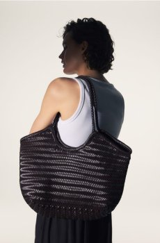 Reserved - Плетена сумка-шоппер - темно коричневий - 894FC-89X