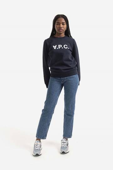 Хлопковая кофта A.P.C. Sweat Viva женская цвет синий с принтом Хлопковая кофта A.P.C. Sweat Viva женская цвет синий с принтом