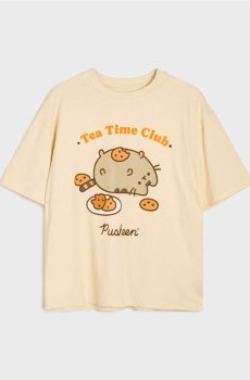 Бавовняна футболка з принтом Pusheen the Cat - бежевий