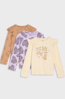 Бавовняна футболка з принтом 3 pack - різнобарвний