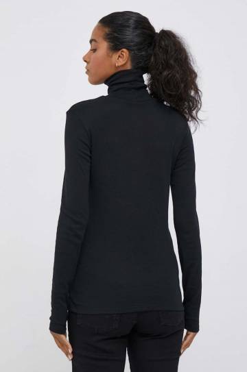 Хлопковый лонгслив United Colors of Benetton цвет чёрный с гольфом