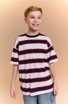 Бавовняна футболка в смужку - різнобарвний