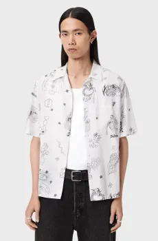 Мужская белая рубашка с узором TERRA Белый XL AllSaints M049SE
