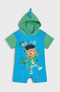 Бавовняний ромпер з принтом та 3D елементами Cocomelon - mid blue